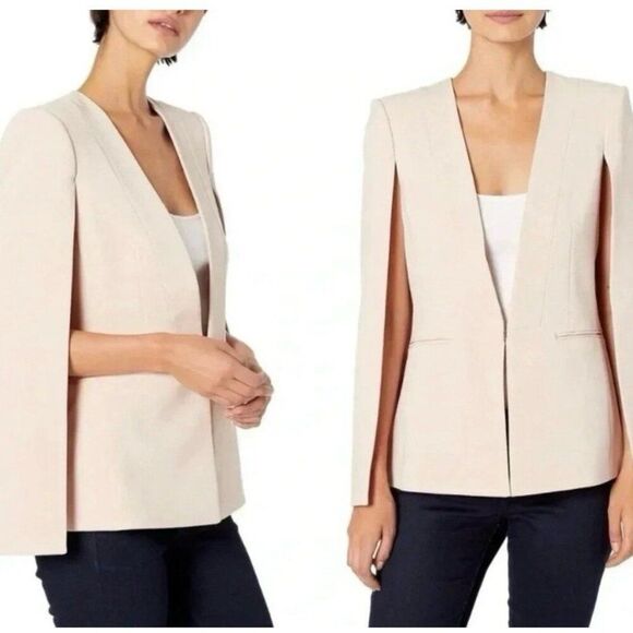 BCBGmaxazria Upas Bare Solid Pink Beige Cape Blazer Jacket Xs Small - Picture 3 of 7